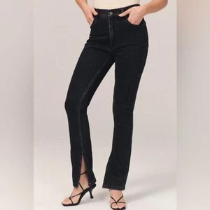 Abercrombie & Fitch Black Curve Love Skinny High Rise Vented Hem Jeans Size 14L - Picture 1 of 9