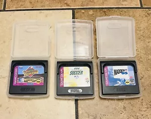 Vintage 1990s Sega Game Gear Baseball Soccer Madden Games Lot Of 3 With Cases - Picture 1 of 2