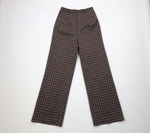 Vintage 70s Streetwear Womens 13 / 14 Knit Houndstooth Bell Bottoms Pants USA - Picture 1 of 10