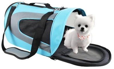 Dog Carrier Bag Adjustable, Cat Dog Travelling Bag, Blue/Black - Image 1 of 4