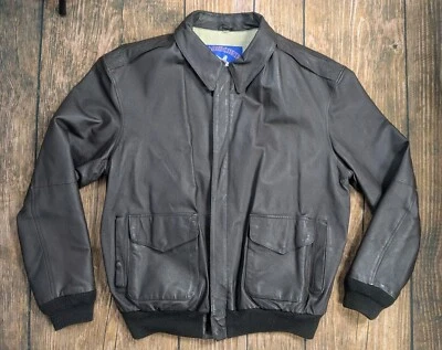 Airforce Airborne Landing Leather Jacket Mens Sz LT Brown Flight Aviator Bomber - Image 1 of 4