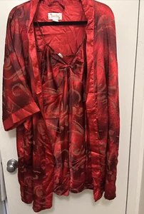 Just Love 2 Piece Set Red Multi Color Wrap Robe and Nightgown Size 3X - Picture 1 of 9