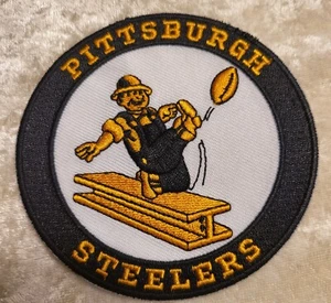 Pittsburgh Steelers 3.5" Steely Iron On Embroidered Patch ~ Free Tracking! - Picture 1 of 1