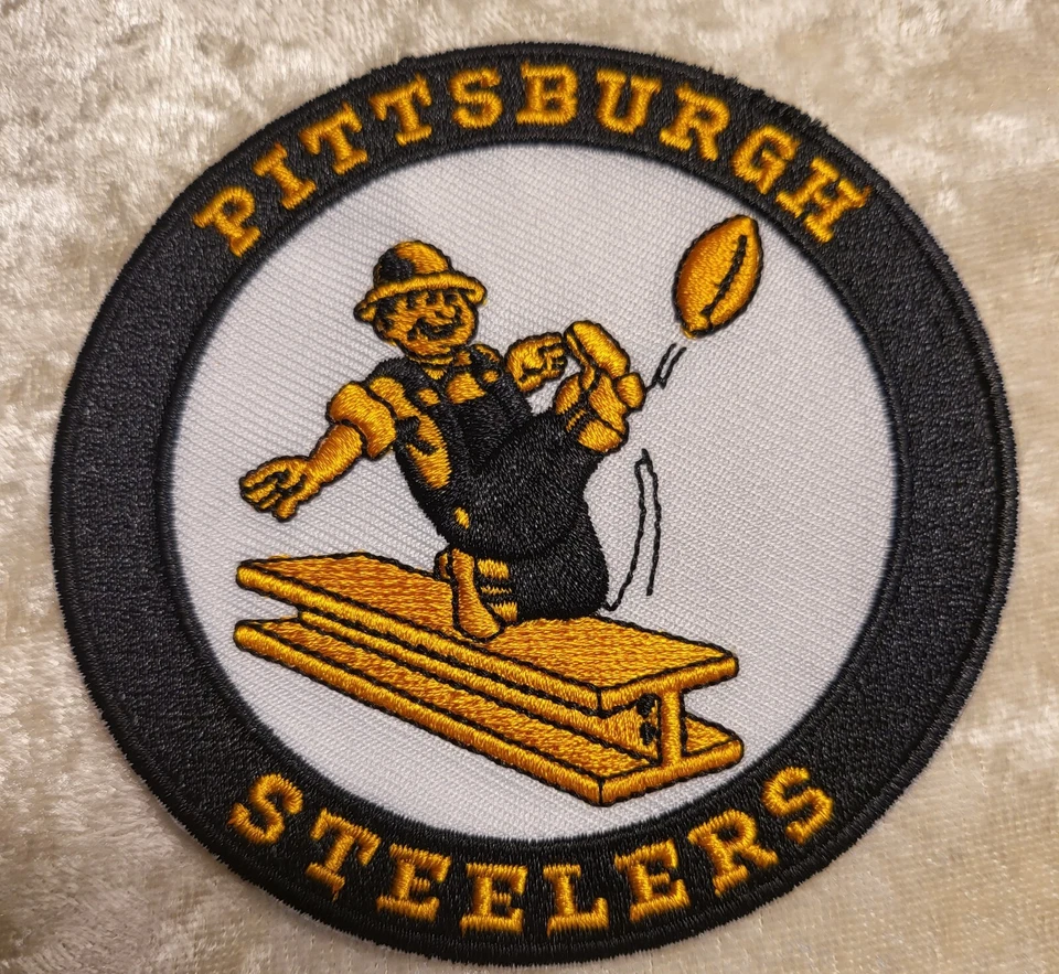 Pittsburgh Steelers 3.5" Steely Iron On Embroidered Patch ~ Free Tracking!