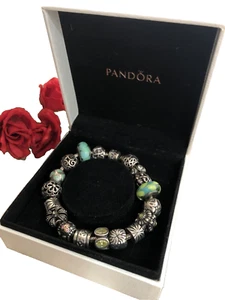 PANDORA Sterling 925 Mom, Medic symbol, Crown 16 Charms 2 stopper Bracelet 6 3/4 - Picture 1 of 24