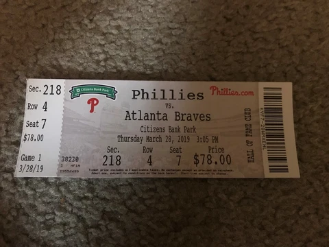 BRYCE HARPER 1ST GAME PHILADELPHIA PHILLIES FULL TICKET STUB 3/28/2019 HOF Cover