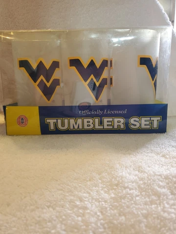 West Virginia Mountaineers NCAA 3 19 oz Tumblers New Set Acrylic Football Cover