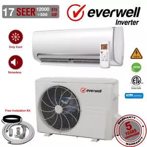 12000 BTU Mini Split Air Conditioner Inverter Cold Only Ductless 110V 17 SEER2 - Picture 1 of 12