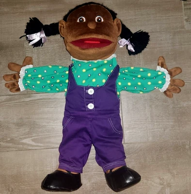 Girl Full Body African American Plush Large Hand Puppet 24" Tall - Image 1 of 4