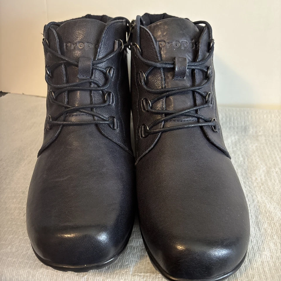 Botín Propet Delaney para mujer azul marino cremallera lateral encaje frontal WFV002L talla 10 usado en excelente estado Foto 1 de 4