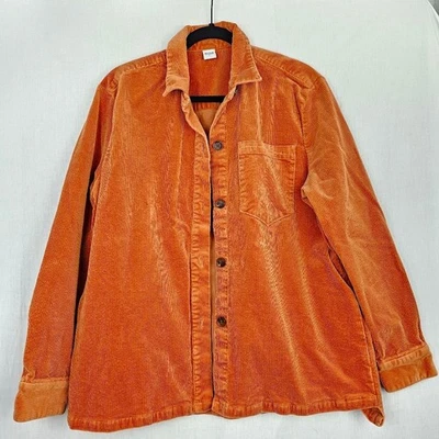 Camisa Chaqueta Estoica Pana Abotonada Naranja Otoño Para Mujer Talla Grande Foto 1 de 4