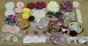 Vintage Handmade Fabric Flowers Lot of 50+ embellishments crafts fashion 1"-6" - Picture 1 of 10
