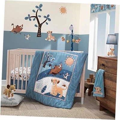  Lion King Adventure 3Piece Baby Crib Bedding Set, Blue  - Image 1 of 4