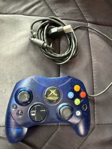 Genuine Microsoft Original XBOX Blue S Type Controller with Breakaway Cable - Picture 1 of 1