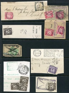 (61) 12 VERY GOOD 1914 - 1963 GV POSTAGE DUES ON PIECE MUCH POSTMARK INTEREST - Picture 1 of 1