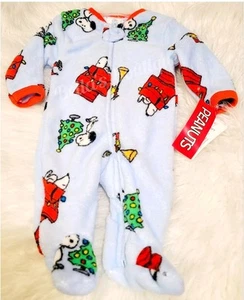 PEANUTS HOLIDAY BABY EINTEILER PYJAMA SNOOPY & WOODSTOCK STRAMPLER, GR. 6-9 M - Bild 1 von 2