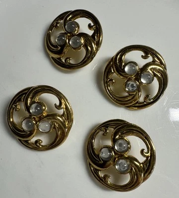 4 Premium Schmuckknopf Jacke Mantel  Altgold Strass 28 mm - Bild 1 von 3