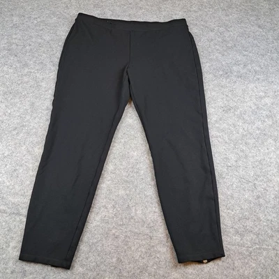 Pantalones Eileen Fisher para mujer medianos negros con cremallera al tobillo tejido elástico de rayón Foto 1 de 4