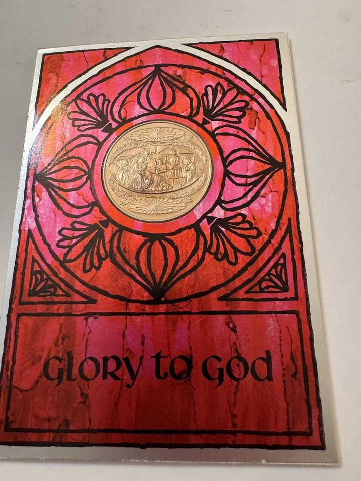 VTG 1971 Franklin Mint Christmas Card Medal Set Of Four With Album Box Envelopes Foto 1 de 4