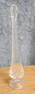 Fenton Clear Crystal Glass Hobnail Bud Vase 11" Tall 3756 CY Handmade USA MCM - Picture 1 of 12