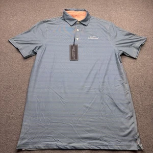 Simply Southern Polo Shirt Mens Small Performance Stretch Striped Blue Navy Golf - Picture 1 of 11