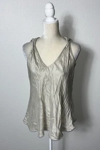Giorgio Armani Italy Silk Sleeveless Layered V Neck Tank Top Blouse Satin 44 - Picture 1 of 15
