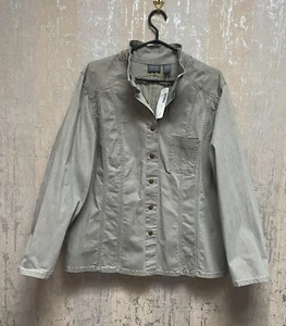 Additions by Chico's Wash out Gem Denim Jacket Khaki Size 3 New with Tag - Picture 1 of 4