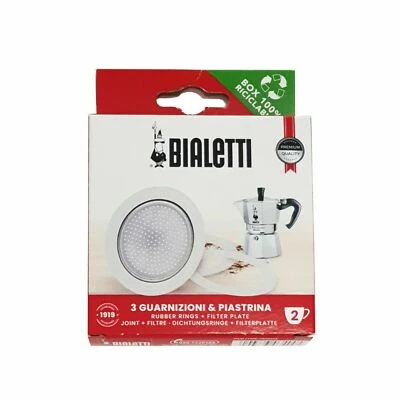 Bialetti Ricambi - Confezione 3 Guarnizioni + filtro alluminio per moka 2 Tazze