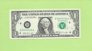 1969B ..UNCIRC $1 D 2953 6182 A .... 1969B $1 D-A NICE NOTE FRN - Picture 1 of 2