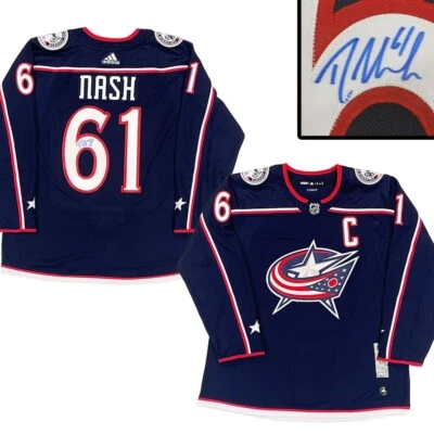 Camiseta deportiva azul Adidas PRO firmada por RICK NASH Columbus Foto 1 de 2