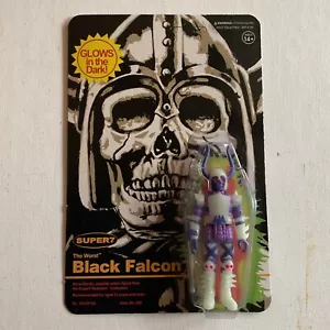 EXCLUSIVE SUPER 7 THE WORST BLACK FALCON GLOW IN DARK ACTION FIGURE MOC NEW - Picture 1 of 1