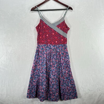 Vestido vintage Marc Jacobs para mujer 4 azul rojo floral sin cordones colorido hasta la rodilla Y2K Foto 1 de 4