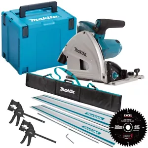 Makita SP6000J2 240V 165mm Plunge Saw 2 x Rail Connector Bar Clamp Blade & Bag - Picture 1 of 4