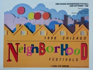 ORIGINAL 1990 CHICAGO NEIGHBORHOOD FESTIVALS POSTER 20" X 26" JOSE PARADO ARTWK - Picture 1 of 1