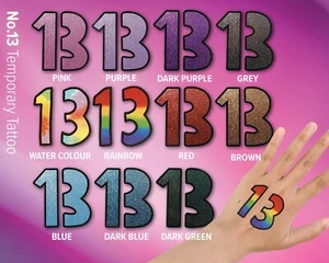 Number 13 Tattoos for Taylor Temporary Tattoo, Waterproof Inspired Party Favours - Picture 1 of 4