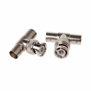 2 Video Monitoring 3 Way Plug T Splitter BNC Connector Adapter Conversion Head - Picture 1 of 9