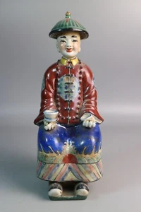 Hermosa estatua del emperador Qianlong porcelana rosa familia china - Imagen 1 de 7