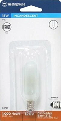 Westinghouse Tubular Bulb 15 W 89 Lumens T6 Candelabra 3-1/16 In. Frosted Carded - Image 1 of 3