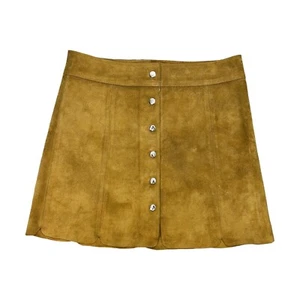 Isabel Marant Calf Velvet Leather Camel Mustard Suede Slim Fit Skirt Size 40 - Picture 1 of 6