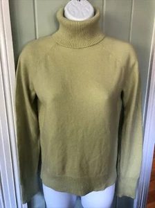 Ann Taylor Women’s 100% Pure Cashmere Green Turtleneck Sweater Size Medium - Picture 1 of 6