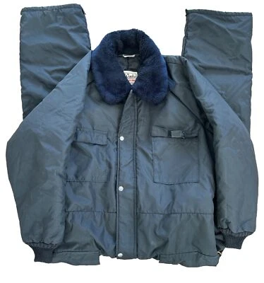 Vtg Walls Blizzard Pruf Snow Snowmobile Ski Suit Black Belted Mens XL Ice Fishin - Image 1 of 4