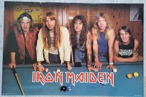 Vintage Original 1984 IRON MAIDEN Band Members Pool Table - 23" x 34.5" - Picture 1 of 7