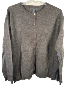 Women's HERMAN GEIST Sz 1X GRAY 100% Wool Button Up Cardigan - Picture 1 of 3