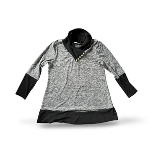 Bebonnie Women's Colorblock Babydoll Tunic Dress Cowlneck Black XXL 2XL - Picture 1 of 7