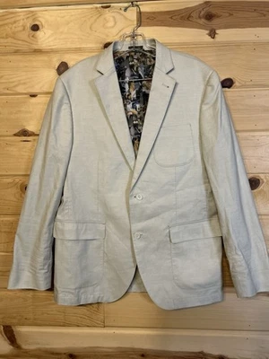 Flynt Bond Beige Cotton Blazer 42R Car Print Lining Sport Coat - Image 1 of 4