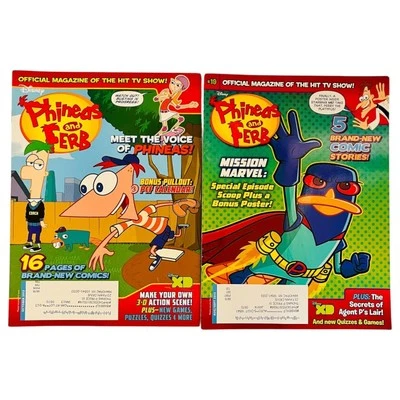Phineas and Ferb Magazine Lot of 2 Issues 2012 2013 Disney Official TV Show HTF - Image 1 of 4