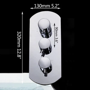 Chrome Brass 3-Way Model Shower Diverter Thermostatic Faucet Mixer Control Valve - Picture 1 of 6