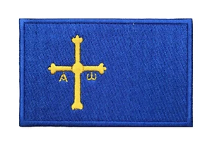 Flag of Asturias Principality State Spain Victory Cross 3.15" Iron On Patch - Picture 1 of 2