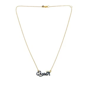 Rarities Sterling Silver Goldclad "Queen" 0.5ctw Real Blue Diamond Necklace 16" - Picture 1 of 4