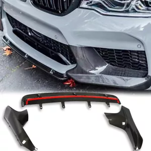 Real Carbon Front Bumper Spoiler Splitter Fins Lip Fit For BMW F90 M5 2018-2020E - Picture 1 of 8